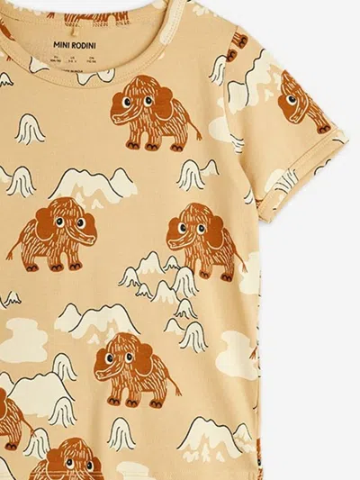 Mini Rodini Kids Mammoth Aop T-shirt In Brown