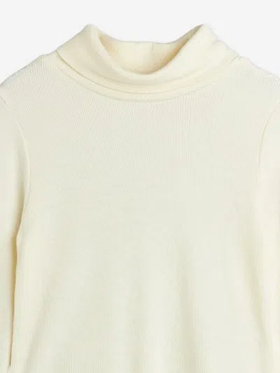 Mini Rodini Girls Ribbed Turtleneck Top In White
