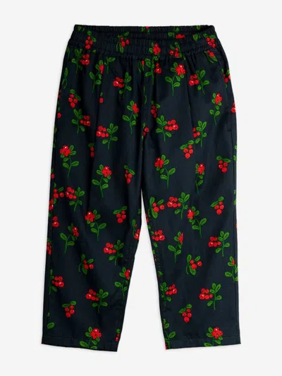 Mini Rodini Girls Lingonberries Aop Trousers In Black