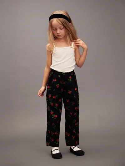 Mini Rodini Girls Lingonberries Aop Trousers In Black