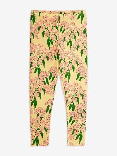 Mini Rodini Girls Alpine Flowers Aop Leggings In Yellow