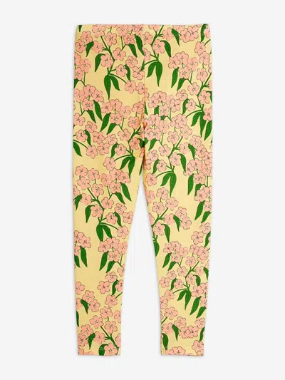 Mini Rodini Girls Alpine Flowers Aop Leggings In Yellow