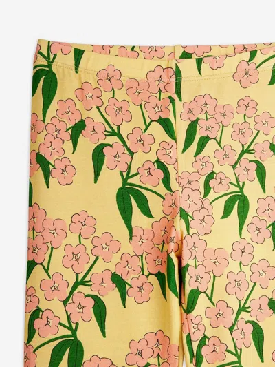 Mini Rodini Girls Alpine Flowers Aop Leggings In Yellow