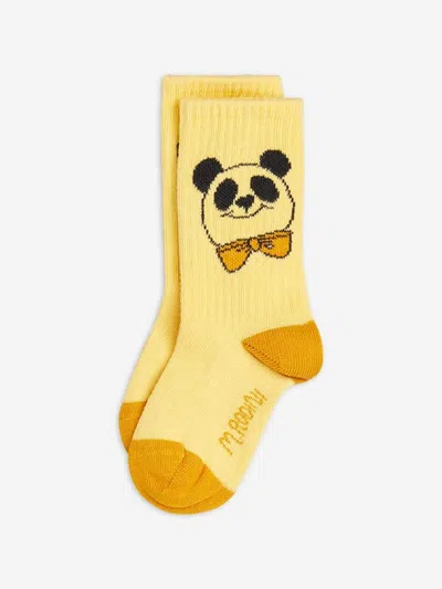 Mini Rodini Kids Cat And Panda 2 Pack Socks Set In Yellow