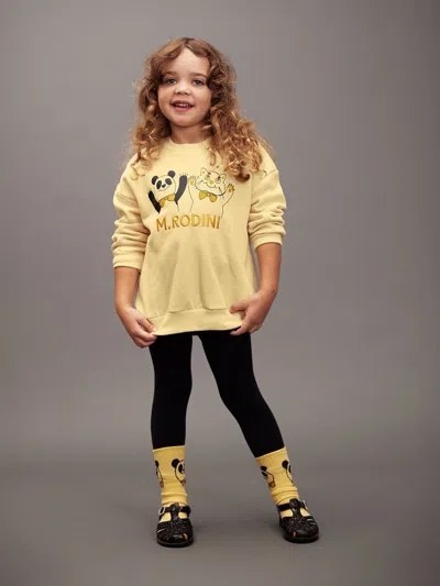 Mini Rodini Kids Cat And Panda 2 Pack Socks Set In Yellow