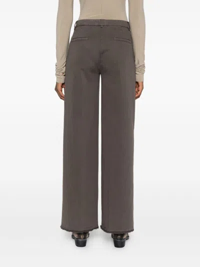 Via Masini 80 Dark Brown Cotton Wide-leg Trousers In Brown
