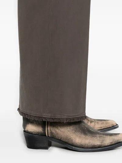 Via Masini 80 Dark Brown Cotton Wide-leg Trousers In Brown