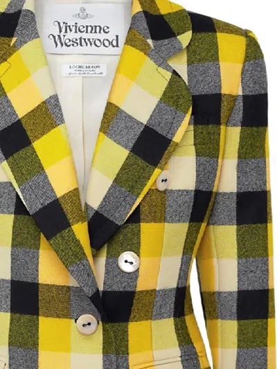 Vivienne Westwood Georgia Jacket Check Wool Pixel-check 44 Women In Yellow