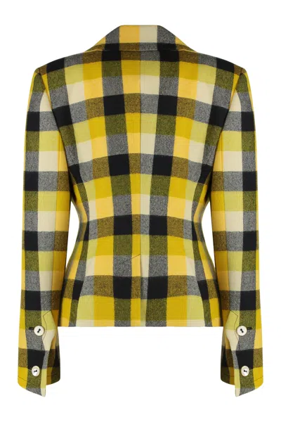 Vivienne Westwood Georgia Jacket Check Wool Pixel-check 44 Women In Yellow