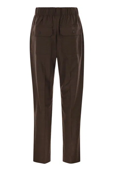 Weekend Max Mara Hateley - Wool Flannel Trousers In Brown