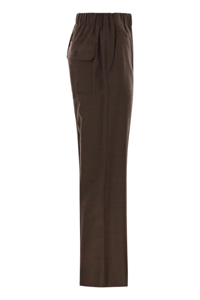 Weekend Max Mara Hateley - Wool Flannel Trousers In Brown