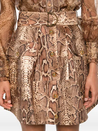 Zimmermann Brown Silk Nylon Skirt In Brown