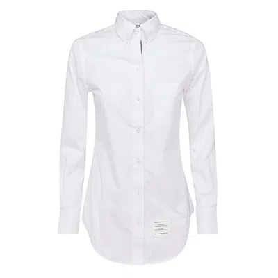 Thom Browne Classic Button-down Shirt With Crisp Collar And Curved Hem In White