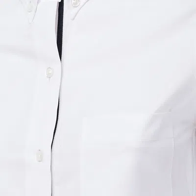Thom Browne Classic Button-down Shirt With Crisp Collar And Curved Hem In White