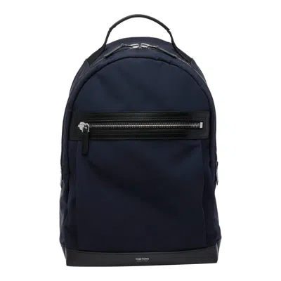Tom Ford Leather-trimmed Nylon Backpack In Blue
