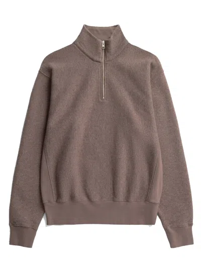 Norse Projects Ketel Relaxed Cotton Wool Half Zip Sweatshirtt In Brown