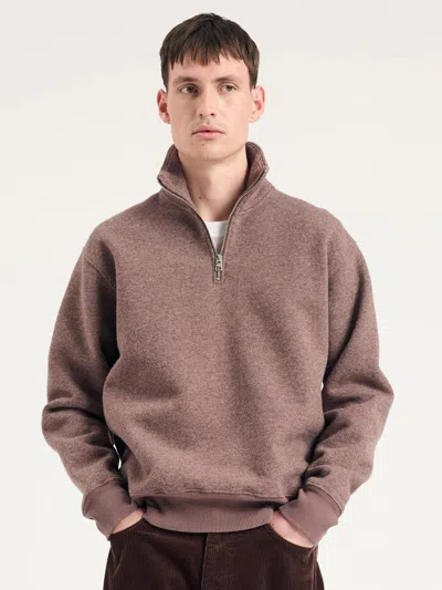 Norse Projects Ketel Relaxed Cotton Wool Half Zip Sweatshirtt In Brown