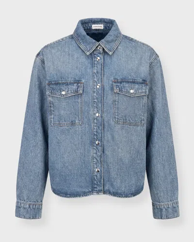 Anine Bing Womens Baltic Blue Paxton Oversized Denim Shirt