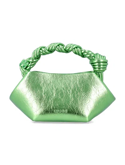 Ganni Bou Mini Metallic Leather In Green