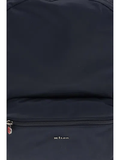Kiton Zip-pocket Backpack In Blue