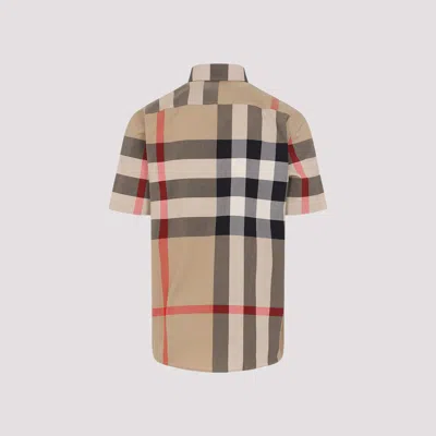 Burberry Men Cotton Shirt With Check Print In Multi