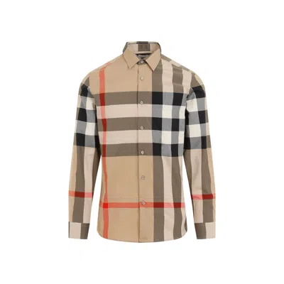 Burberry Summerton Long-sleeved Check Shirt In Brown