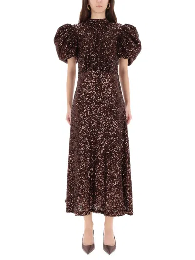 Rotate Birger Christensen Rotate Birgerchristensen Brown Recycled Polyester Dress In Brown