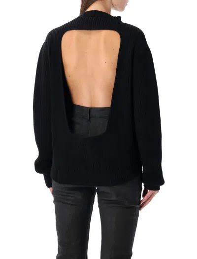 Rick Owens Al Black Heavy Wool Sweater In Multi