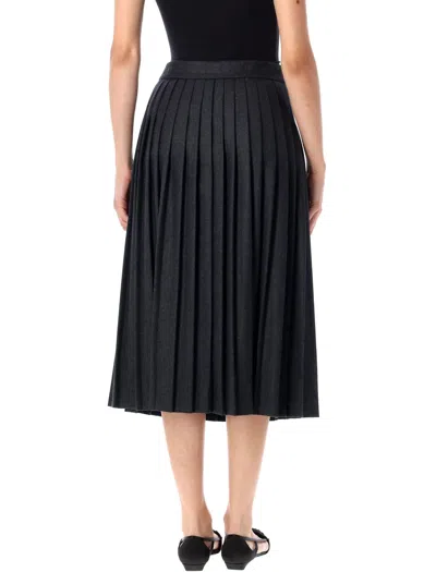Prada Pleated Wool Flannel Skirt In Gray