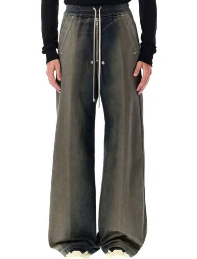 Rick Owens Bela Wide-leg Drawstring Jeans In Gray