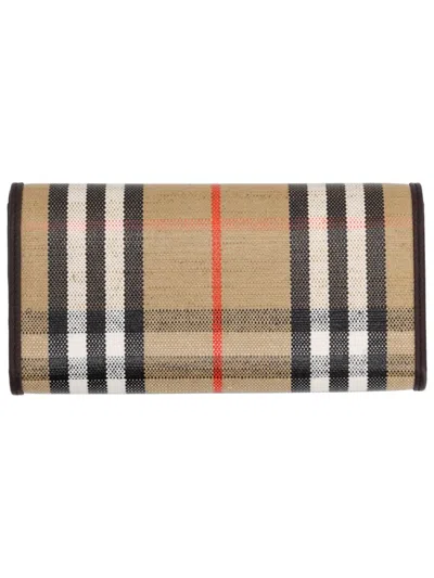 Burberry Womens Sand Highlands Continental Cotton-blend Wallet In Multi