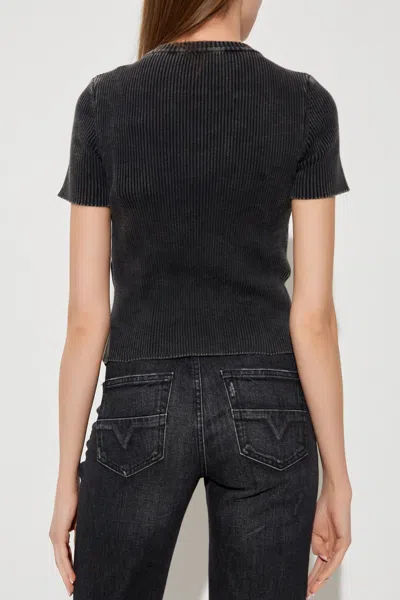 Diesel Short Sleeve Ribbed Crew Neck Top In Multi
