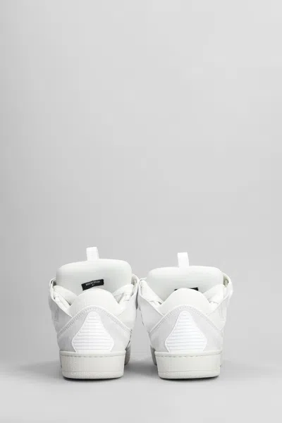 Lanvin Curb Sneakers In White Suede And Leather In Multi