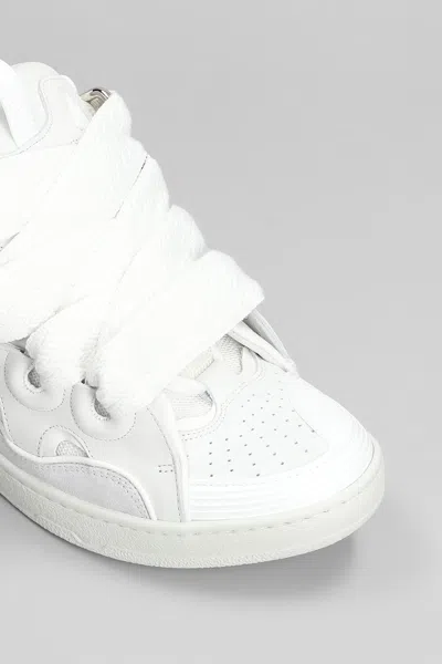 Lanvin Curb Sneakers In White Suede And Leather In Multi