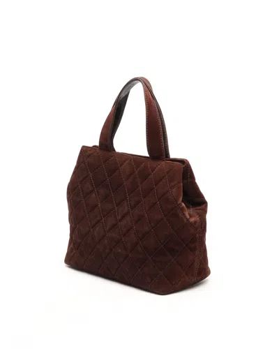 Pre-owned Chanel Cc Suede Tote Bag In Brown