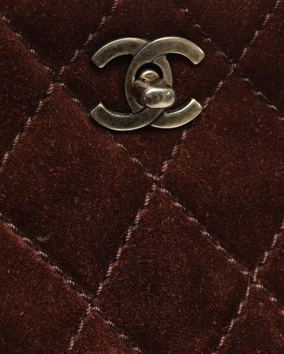 Pre-owned Chanel Cc Suede Tote Bag In Brown