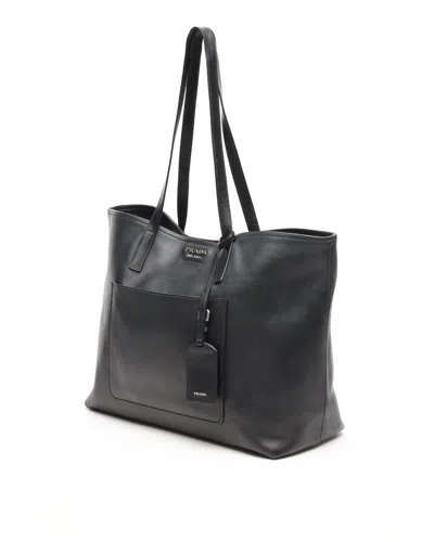 Prada Vitello Daino Tote Bag In Black