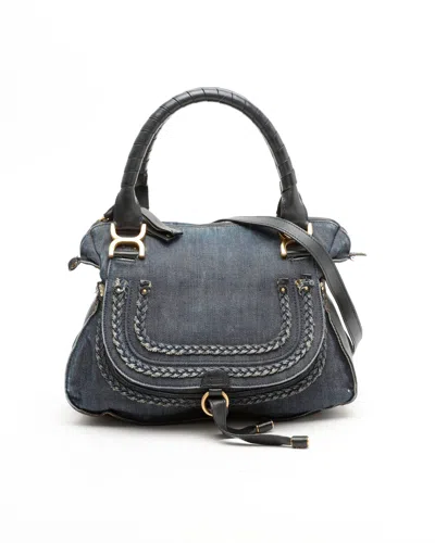 Chloé Medium Denim Marcie Bag In Blue