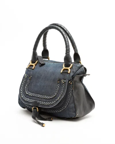 Chloé Medium Denim Marcie Bag In Blue