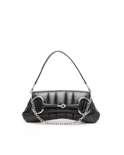 Gucci Medium Horsebit Chain Quilted Bag In Black