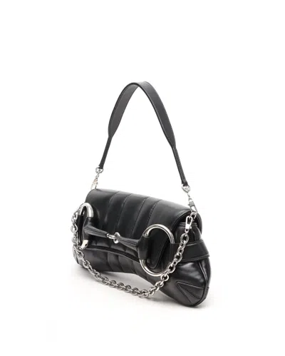 Gucci Medium Horsebit Chain Quilted Bag In Black