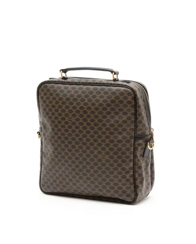 Celine Céline Macadam Satchel Messenger Bag In Brown