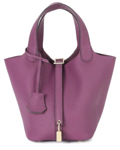 Tiffany & Fred Paris Leather Top Handle Satchel In Purple