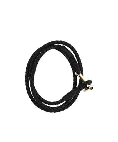 Tom Ford Logo Plaque Braided Bracelet In Brown