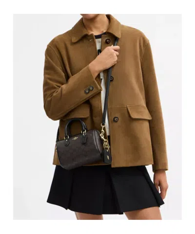 Coach Boxed Mini Rowan Crossbody Bag And Mirror Bag Charm Set In Signature Canvas In Black