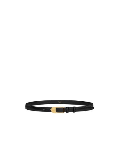 Celine Medium Triomphe Smooth Cattle Leather Belt In Black