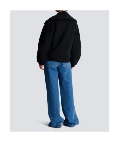 Balmain Wool 4-buttons Pea Coat In Black