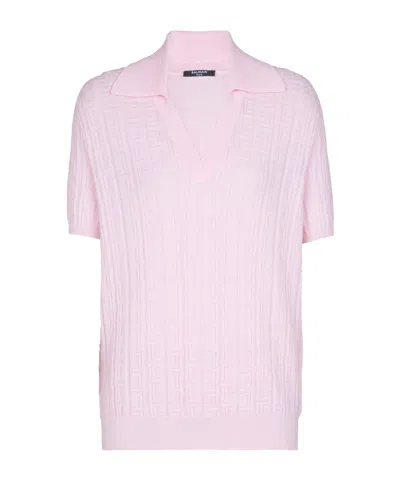 Balmain Monogram-pattern Top In Pink