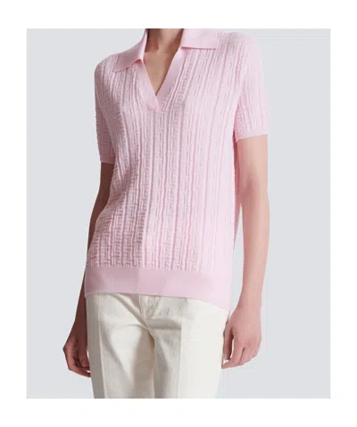 Balmain Monogram-pattern Top In Pink