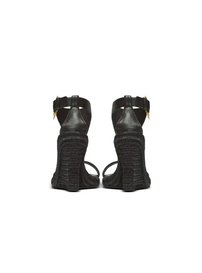 Balmain Anthem Wedge Lambskin Espadrilles In Black